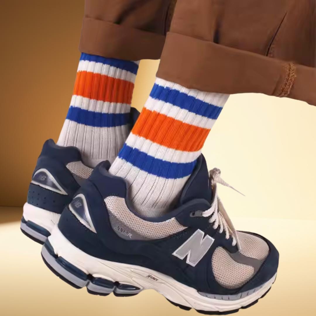 Retro Stripe Socks – Vintage Crew Socks for Women & Men – Unisex Cozy Fall Style – gift socks for him or her – funky colorful socks unisex