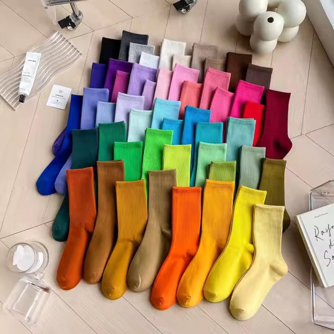 5-Pack/10-Pack Colorful Cotton Crew Socks Womens Socks,Solid Color Crew Socks Colorful Lightweight Cotton Athletic Socks Men Socks Gym Socks