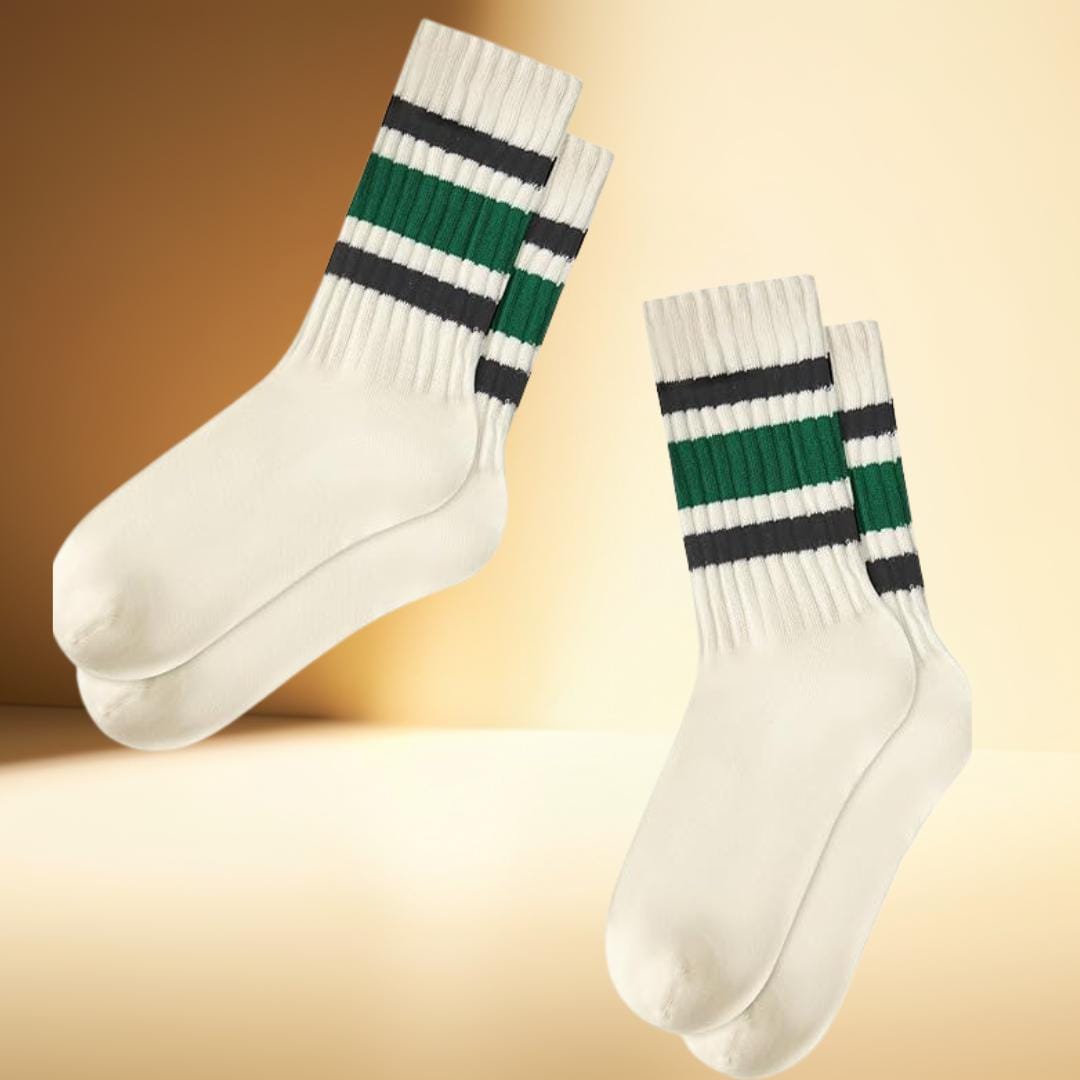 Retro Stripe Socks – Vintage Crew Socks for Women & Men – Unisex Cozy Fall Style – gift socks for him or her – funky colorful socks unisex