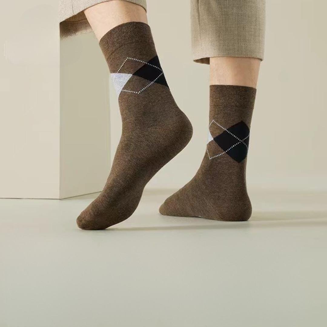 5 Pairs colorful socks, Men's Socks, Cotton Fun Colorful Striped Casual Dress Socks, Funky Designed Fancy, Cotton Socks, Gift, Father Gift