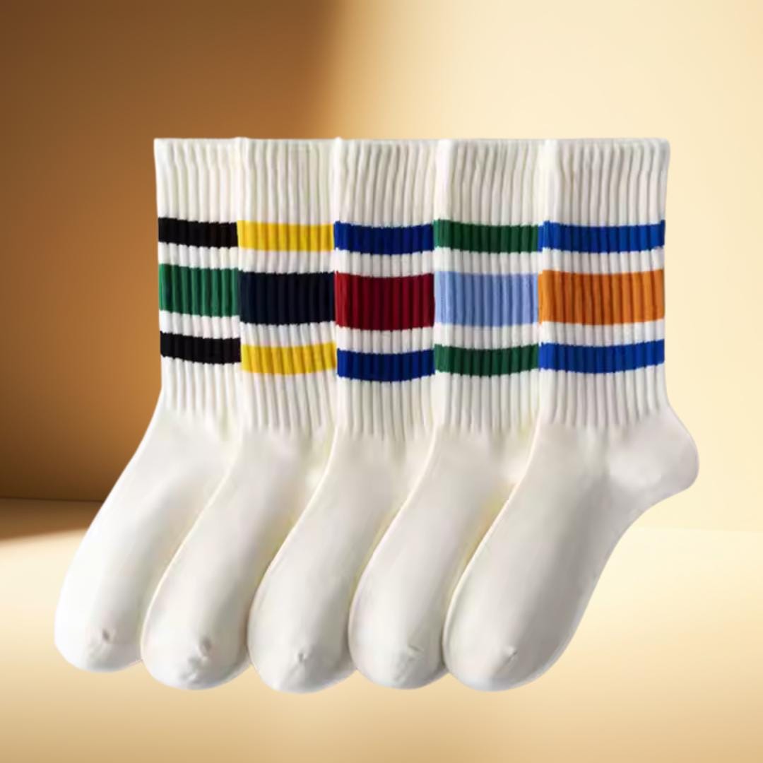 Retro Stripe Socks – Vintage Crew Socks for Women & Men – Unisex Cozy Fall Style – gift socks for him or her – funky colorful socks unisex