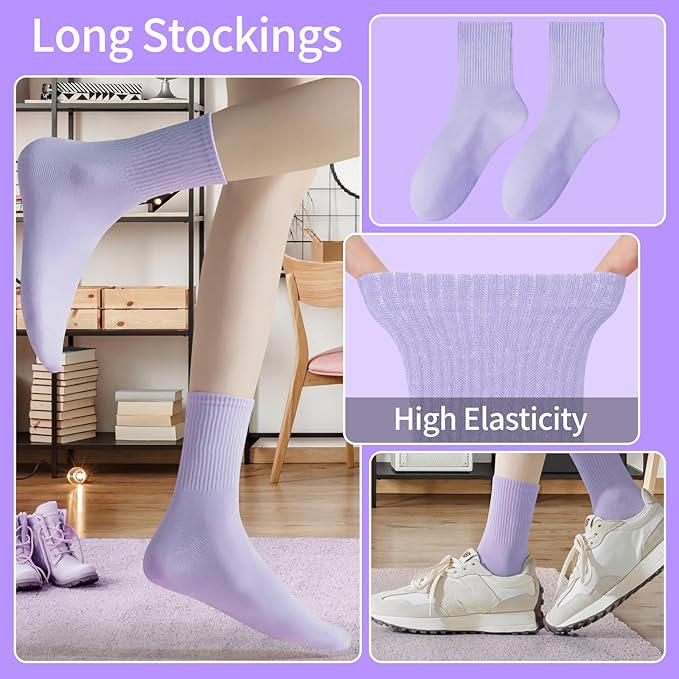 5-Pack/10-Pack Colorful Cotton Crew Socks Womens Socks,Solid Color Crew Socks Colorful Lightweight Cotton Athletic Socks Men Socks Gym Socks