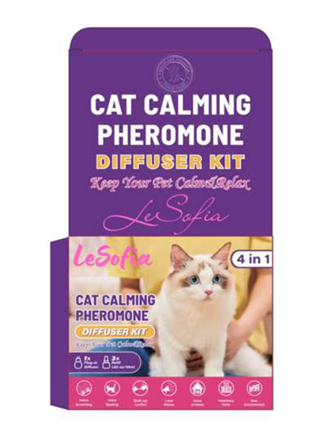 LeSofia Cat Calming Diffuser Kit – 4-in-1 Pheromone Solution for Stress & Anxiety Relief