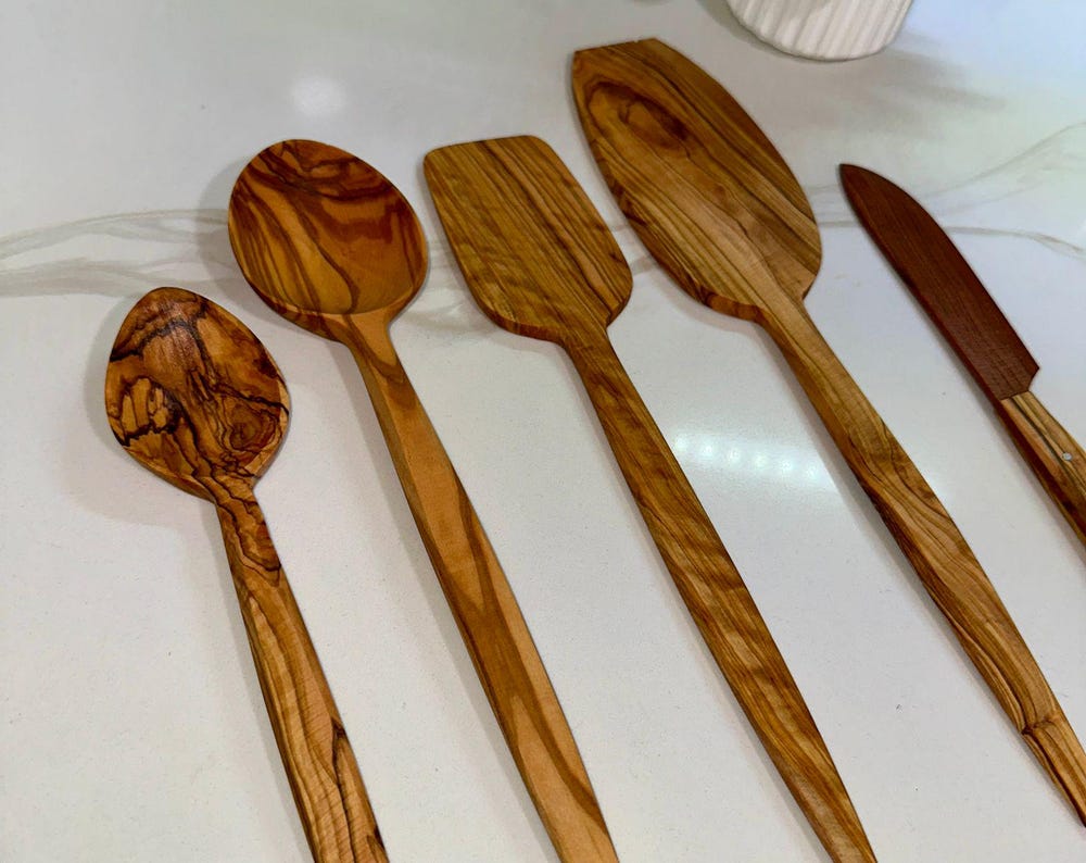 Olive Wood Utensil Set, Engraved